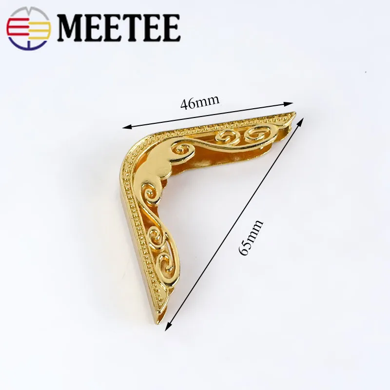 Meetee 4/10 шт. 46*65 мм из метала золотого цвета угловая Пряжка аппаратные средства