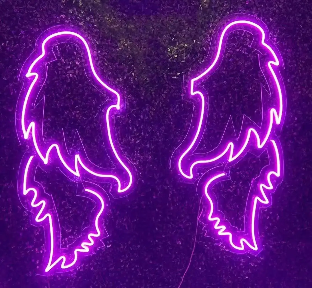 

Custom Neon Angel wings shape Sign Waterproof Flex Led LED Light Signs For Wedding Birthday Party Restaurant Decoration