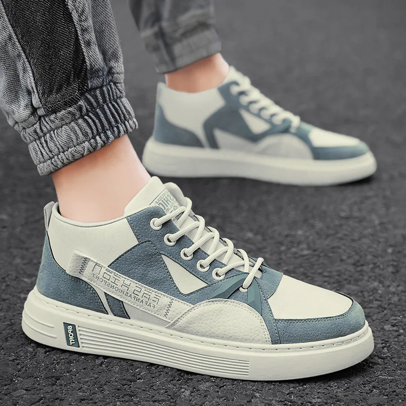 Fall Sneakers Trend Men's Mid-Cut Men's Shoes Sneakers Sports Casual Shoes Flat-Soled Student Shoes Breathable Shoes