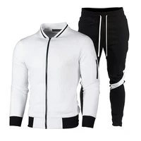 2 piece sportswear mens new autumnwinter zipper jacket drawstring pants mens striped sports jogging trousers