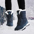 Женские ботинки 2021, зимние ботинки для снежной погоды, ботинки с круглым носком, женская обувь на шнуровке, теплая обувь на меху, Женская водонепроницаемая женская обувь на плоской подошве