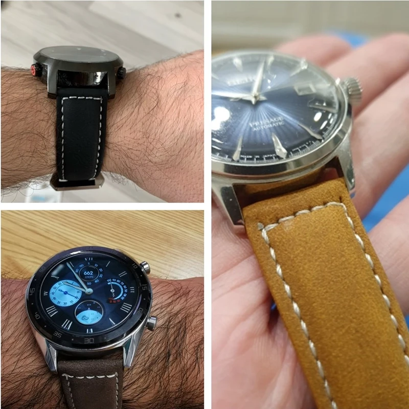 Матовый винтажный кожаный ремешок для часов Crazy Horse браслет мужских 18 мм 20 22 24