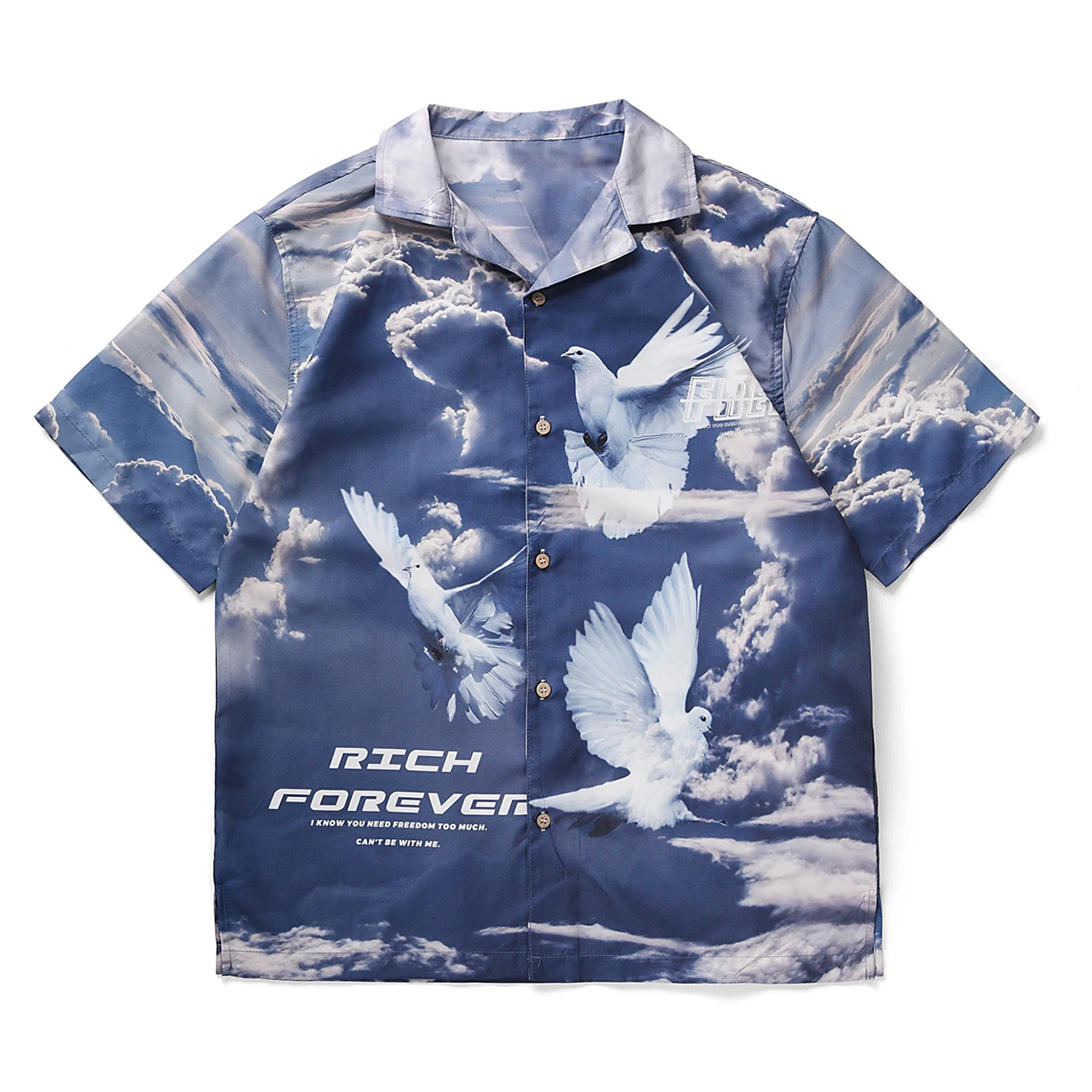 

LACIBLE Летняя рубашка с короткими рукавами Для Мужчин Бесплатная Peace Dove полная печать футболки Харадзюку уличная одежда Гавайская пляжная, с п...