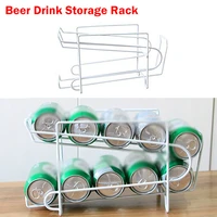 21pcs refrigerator double layer can beer beverage soda storage shelf kitchen drink dispenser metal organizer rack space saving