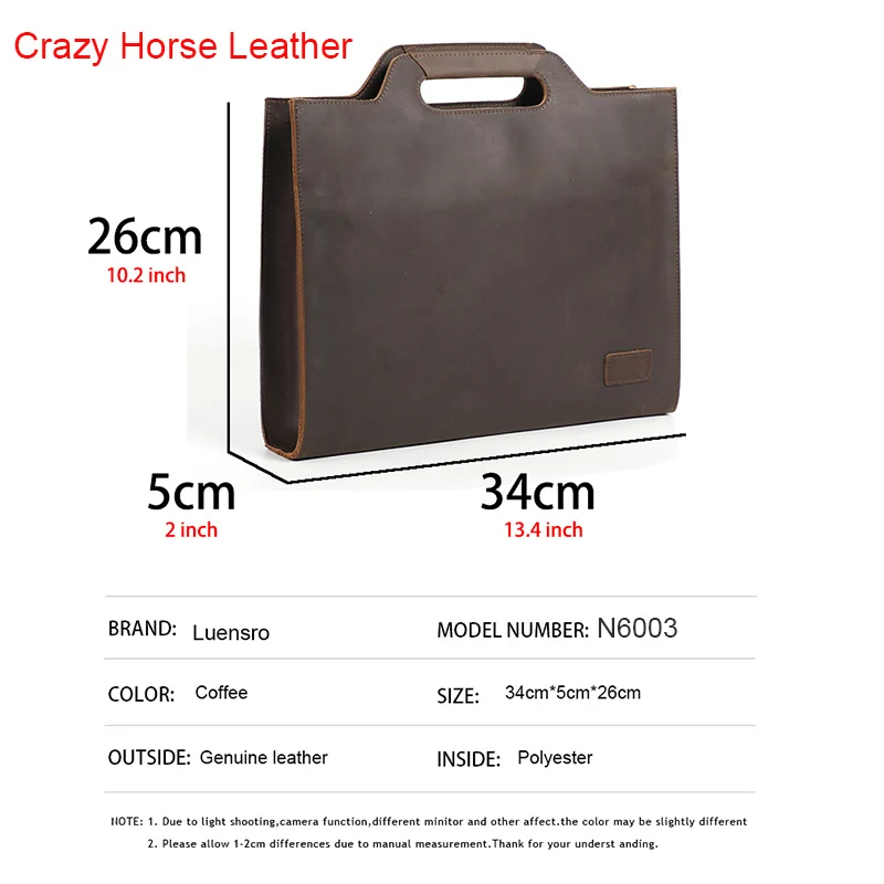 Мужской портфель из натуральной кожи Crazy Horse кожаный для ноутбука s A4 держатель