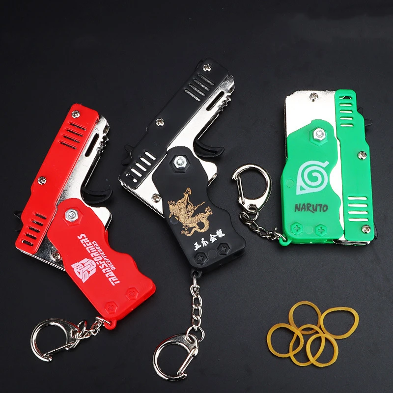 Металлический Игрушечный мини-пистолет складной в качестве кольца для ключей