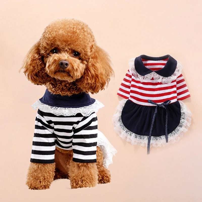 Воздухопроницаемая хлопковая летняя кружевная юбка для собак Одежда домашних