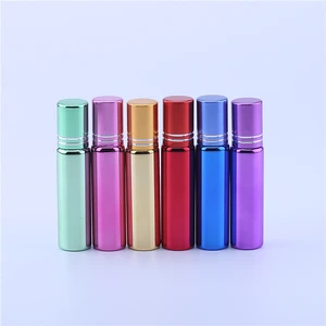 24 шт пустые 10 мл УФ покрытие блестящие цветные духи стеклянные роликовые бутылки Косметическая Упаковка Контейнер
