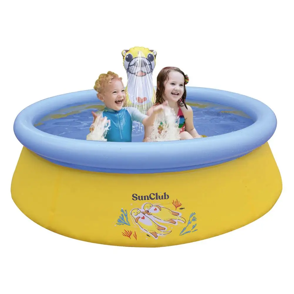 

3 Layer Laminated PVC Wall Inflatable Pool 121 Gal (457L) Inflatable Sea Swimming Pool Sliding Sprinkler Water Toy Kids Gift