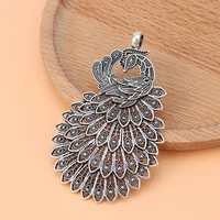 5pcslot silver color large peafowl peacock charms pendants for necklace jewelry making accessories