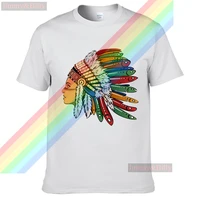 indiana girl wore a colorful headdress men women summer 100 cotton black tees male newest top popular normal tee shirts unisex