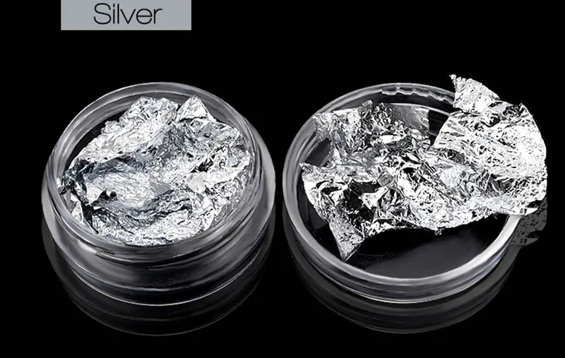 10 box Silver 1 коробка золотой серебряный ноготь искусство фольга блестки 3D наклейки на Кончики ногтей блестки Маникюр УФ гель лак Ногти украшения аксессуары новые поставки - Цвет: 10 box Silver