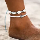 Браслеты для ног ZHONGVI регулируемые, анклеты из ракушек в богемном стиле, ножные украшения для пляжа, носятся на ногах
