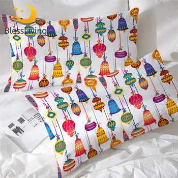 BlessLiving Wind Chimes Pillowcase Bells Ethnic Rectangle Bed Pillow Case Colorful Bedding Festival Pillowcase Cover 50x75cm 1