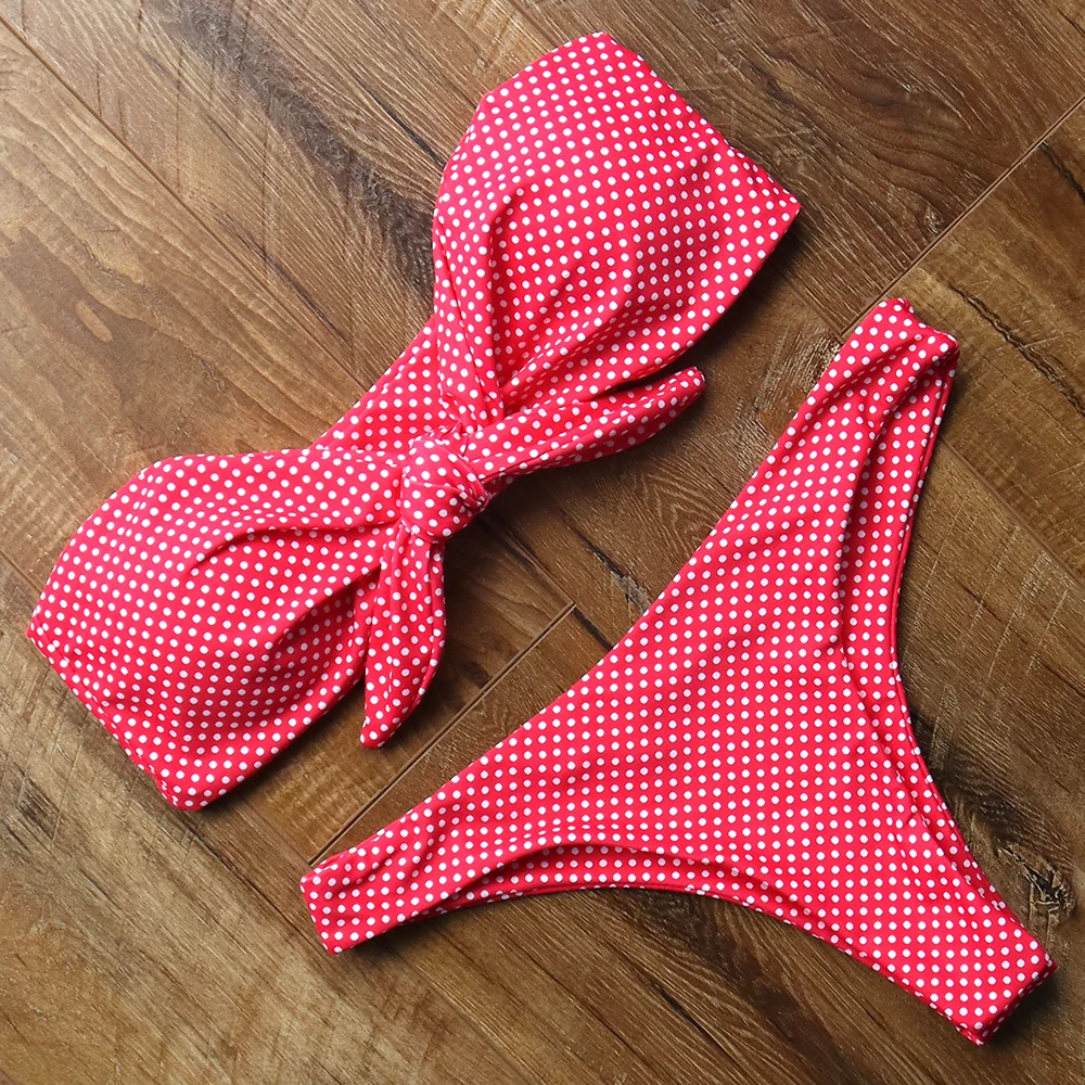 Бандажный Топ бикини сексуальный пуш ап купальник женский раздельный 2020 с узлом