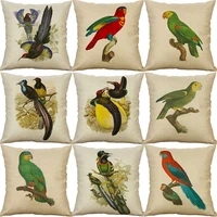 18 cotton pillow cushion linen parrot decor cases home printing cover bird