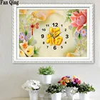 DIY настенные часы, алмазная живопись, вышивка крестом, цветы, часы, 5D алмазная вышивка, Алмазная мозаика, рукоделие