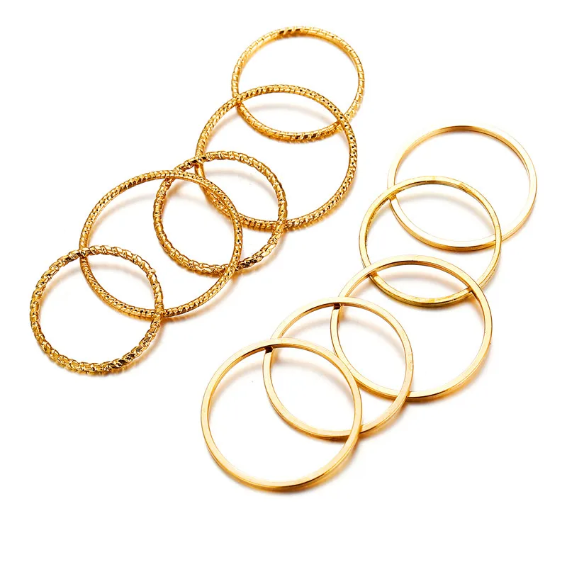 В винтажном стиле Модные новые золотые Многослойные набор колец для женщин
