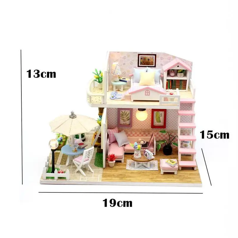 

Doll House DIY Wooden Dollhouse With Mini Furnitures Model Toy Hand Assembled Mini Villa Model Dollhouse Children Birthday Gifts