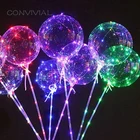 Ручные светодиодсветодиодный шары с палочкой, светящиеся Прозрачные баллоны с гелием, украшения для свадьбы, дня рождения, вечеринки, детские игрушки, светодиодный шары