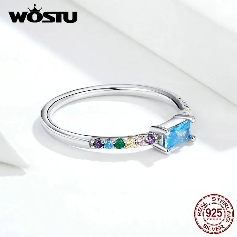 Женские разноцветные кольца из серебра 925 пробы с голубым Цирконом | Украшения и