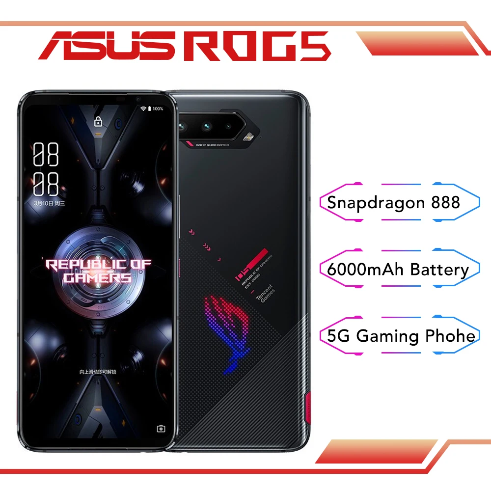 Игровой телефон Asus ROG Phone 5 5G 12 Гб ОЗУ 256 ПЗУ Snapdragon888 экран 6 78 дюйма 6000 мАч быстрая