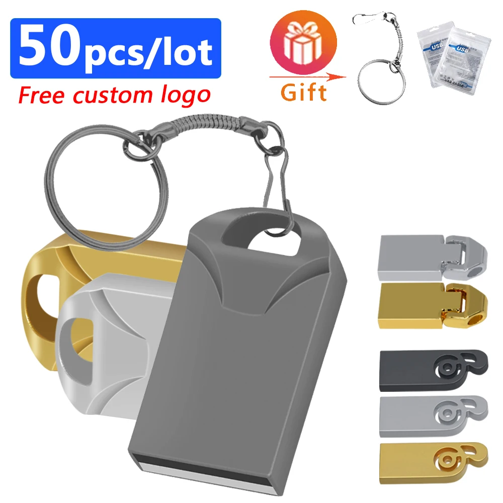 bulk 50pcs free custom logo USB 2.0 pen drive Flash Disk 128GB 64GB 32GB Pendrive With Flash Drive Memory usb Stick For Computer