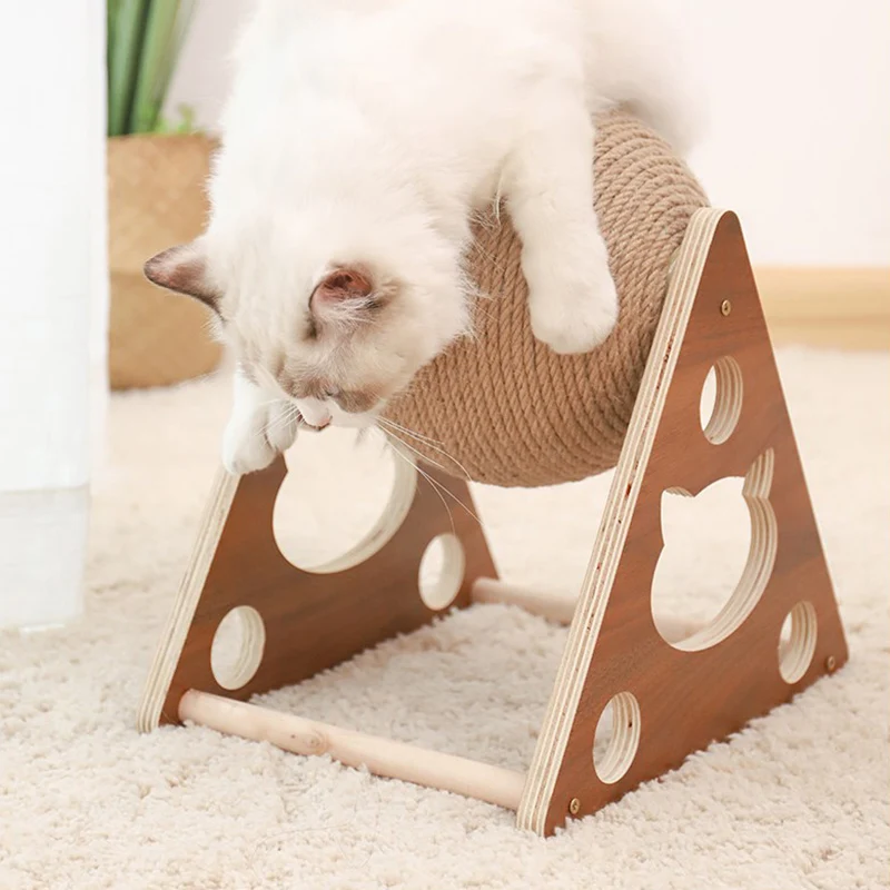 

1pc Cat Toys Scratch Solid Wood Cat Scratching Ball Natural Durable Sisal Board Scratcher for Cat Grinding