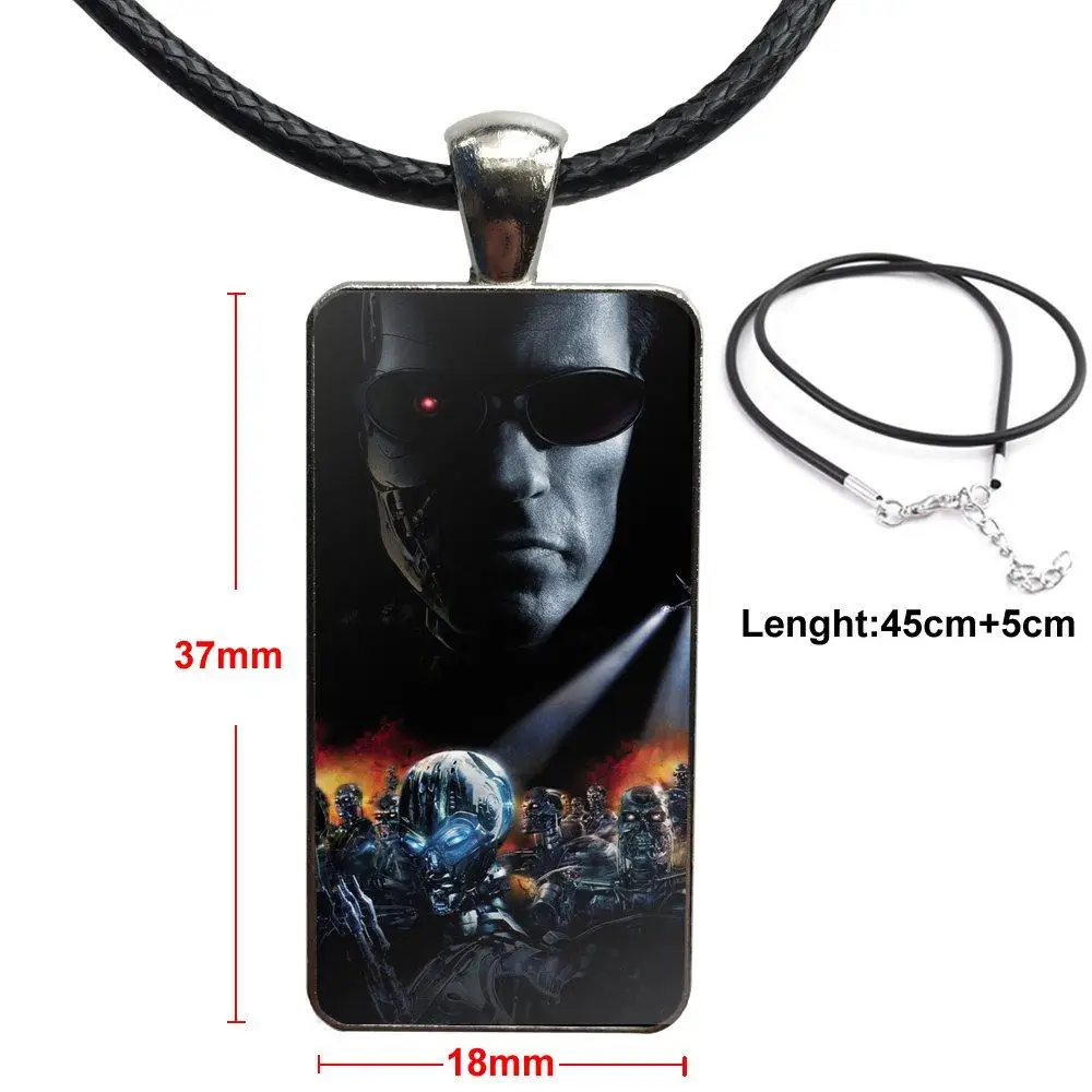 Steel Color Glass Cabochon With Rectangle Shaped Pendant Choker Necklace For Girls Gifts Fashoin Movie Terminator Genisys | Украшения и