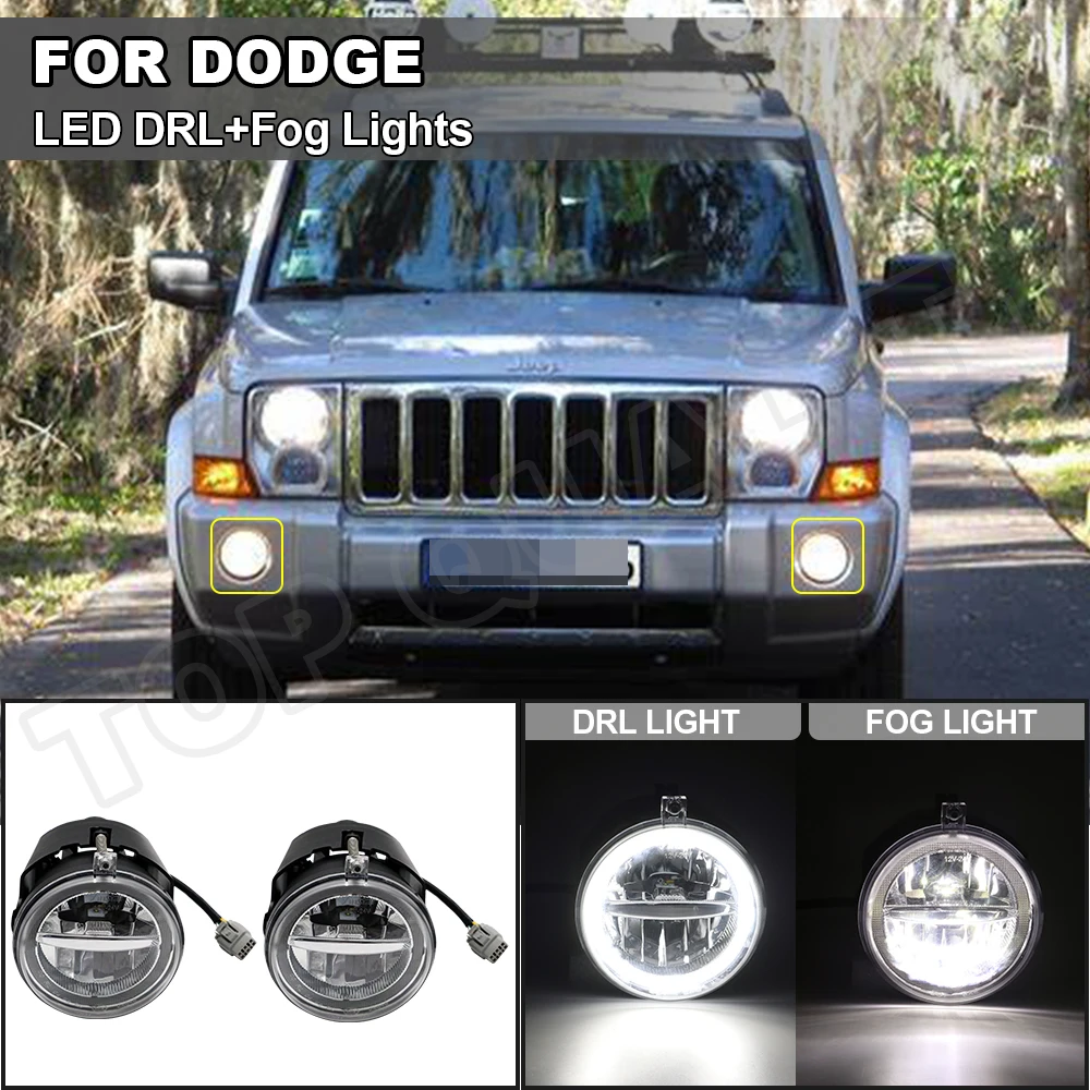 

Fog Lamp Assembly For Jeep Grand Cherokee Commander Chrysler 300 Dodge Mitsubishi LED Daytime Running Fog Light DRL Angle Eyes