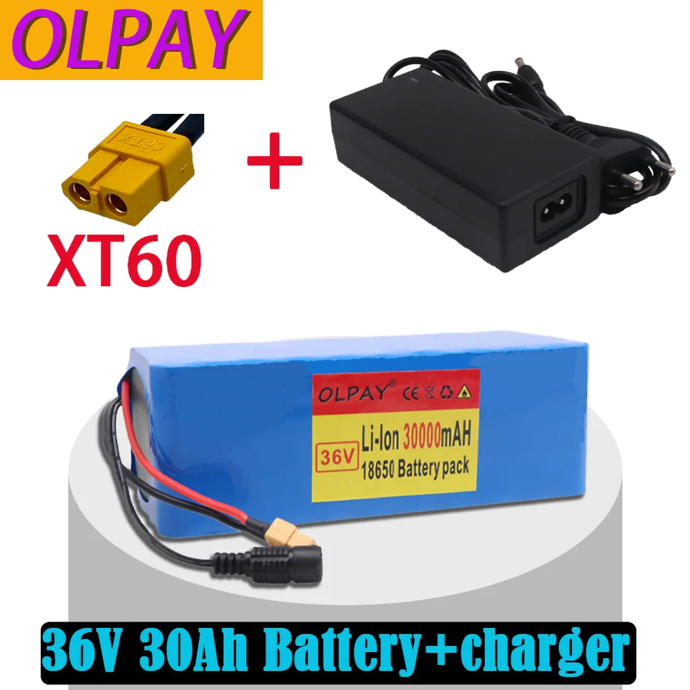 

Новый 36 В 10S4P 30 Ач 500 Вт литиевый аккумулятор большой емкости 18650 30000 мАч Электрический велосипед Скутер с разъемом BMS XT60 + зарядное устройство