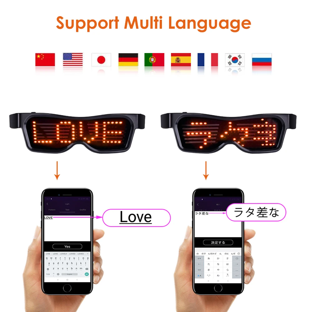 Волшебное светодиодное Светящееся Стекло с Bluetooth управление через приложение