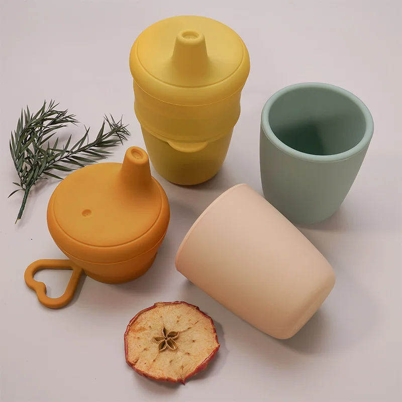 100% пищевые детские силиконовые чашки для кормления Портативные Детские воды