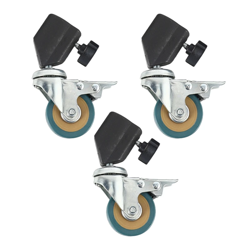 

3PCS 22mm Photo Studio Universal Caster Wheel Tripod Pulley Heavy Duty for Light Stands/Studio Boom