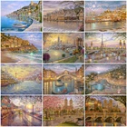 Алмазная живопись HUACAN, городской пейзаж, вышивка крестиком, украшение для дома, мозаика из страз, декор для побережной комнаты