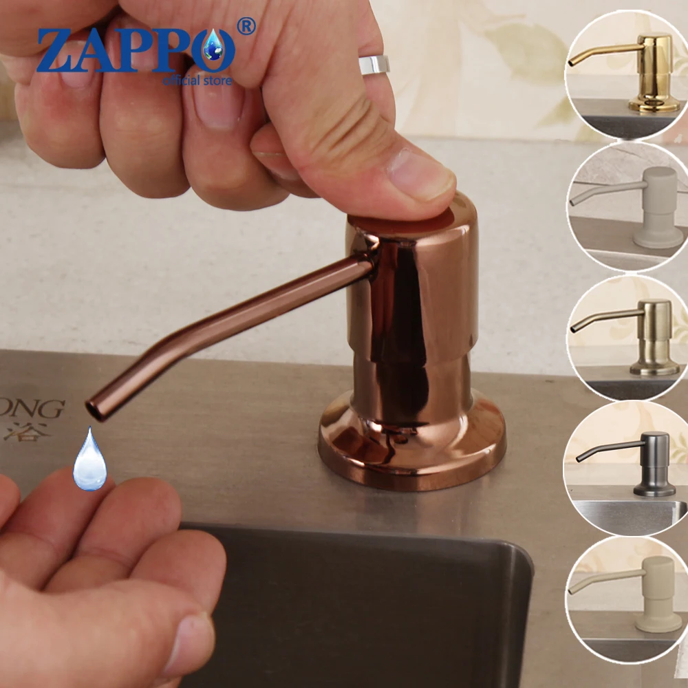 ZAPPO Rose Gold Soap Dispenser 6 Choice Bathroom Countertop Liquid Dish Hand Pump Kitchen Sink Soap Dispenser