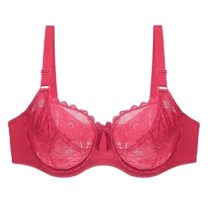 Red Beauwear женские кружевные бюстгальтеры больших размеров на косточках, сексуальные цветочные Бюстгальтеры Soutien Gorge с полной чашкой, не поролоновые бюстгальтеры 36DD 38E 40E 42D 44E 44D 46D - Цвет: Red