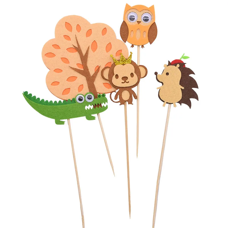 1 комплект милый торт с животными Topper Jungle вечерние жираф сова свадьба днем