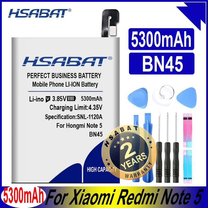 Аккумулятор HSABAT 5300 мАч BN45 для Xiaomi Redmi Note 5 Hongmi 5|Аккумуляторы мобильных телефонов| |