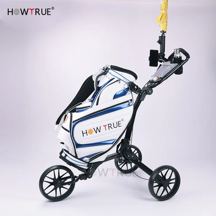 3 колесная тележка для гольфа легкая складная с регулируемой ручкой и подвесной