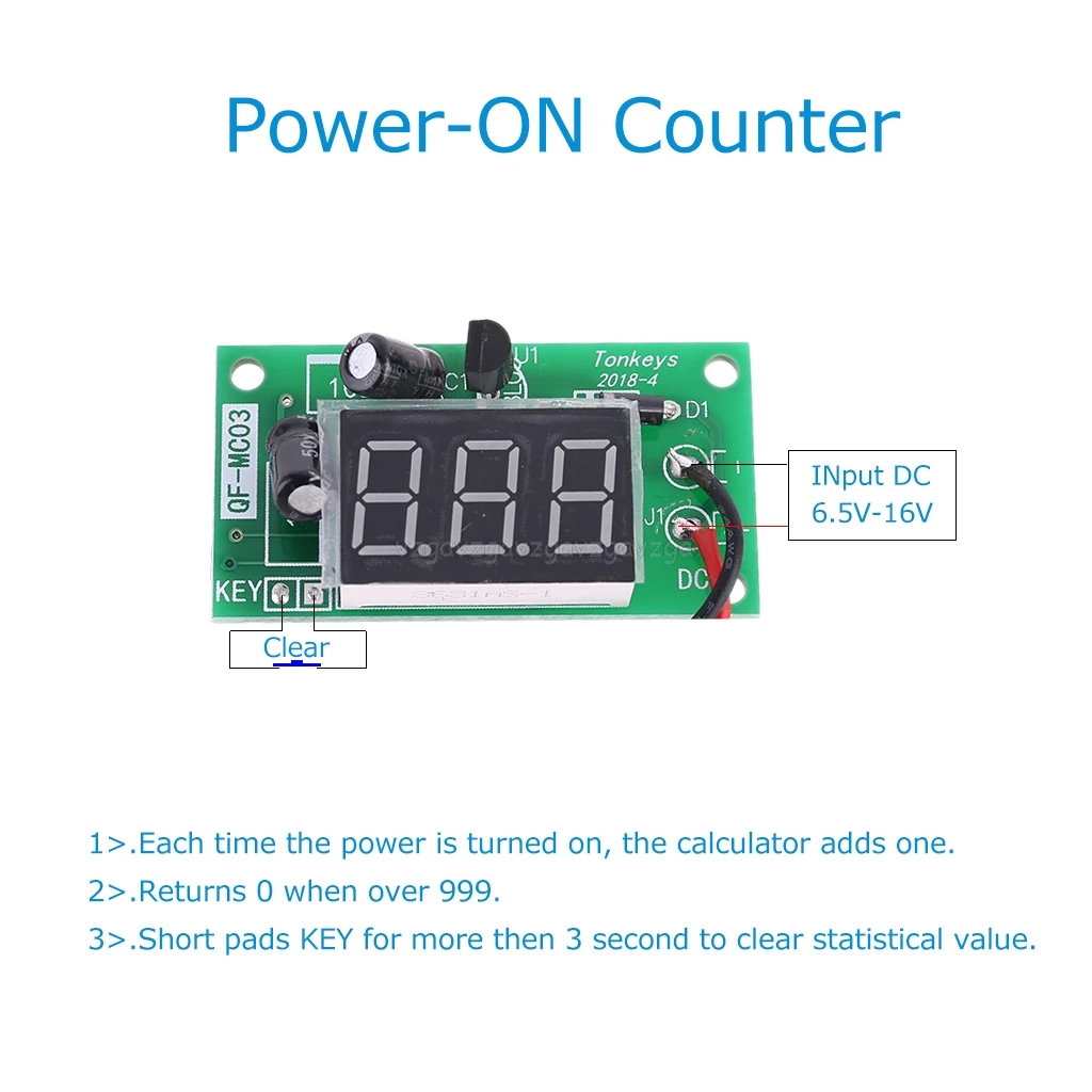 DC 12V Мощность счётчик модуль аккумулятор 3 Бит Красный 0.36in цифровая трубка
