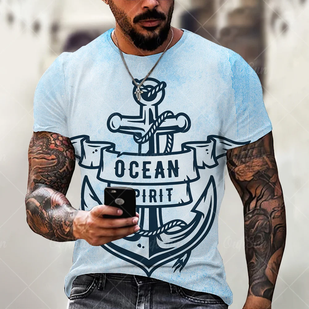 

T-shirt Short Sleeve Men's Round Neck, Large, Hip-hop Style, 3D Printed Compass, Summer Xxs-6xl
