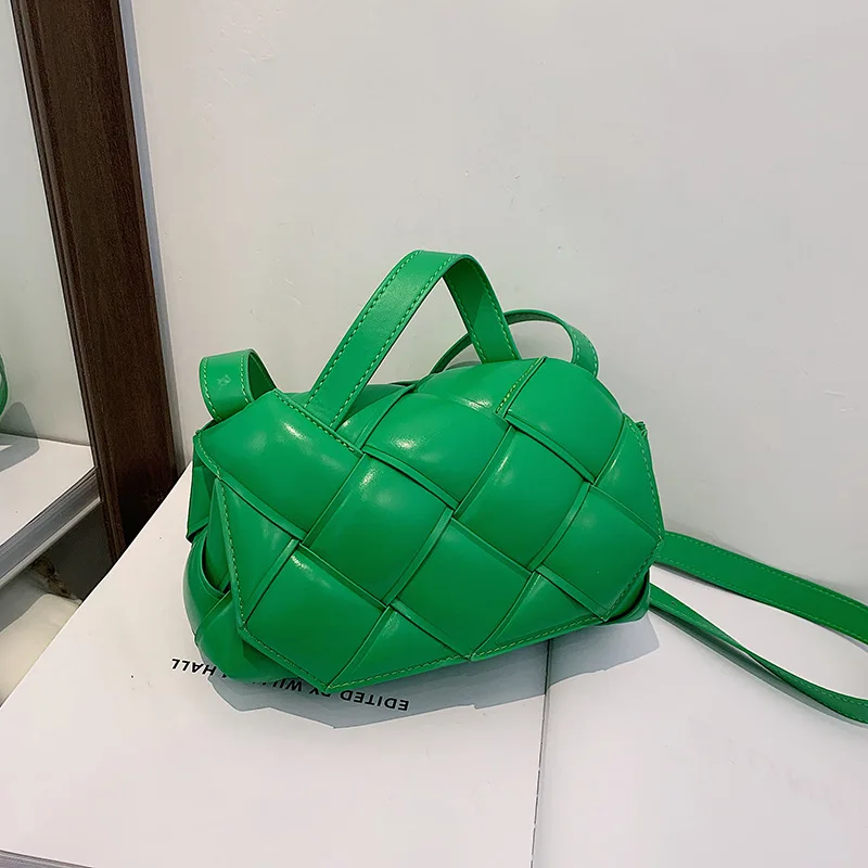 

PU Leather Women Designer Handbag 2021 New Shopper Fashion Casual Solid Color Weave Diamond Lattice Large Capacity Crossbody Bag
