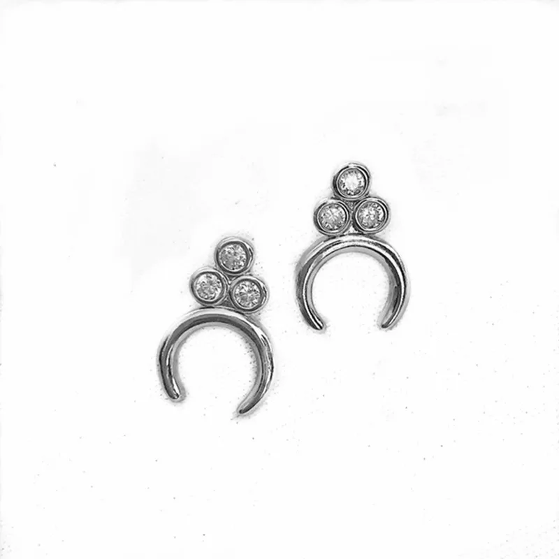 2020 Golden Fashion New Simple Cute Three-Rhinestone Earrings Jewelry For Women Girl Gift Stud Party Wedding | Украшения и