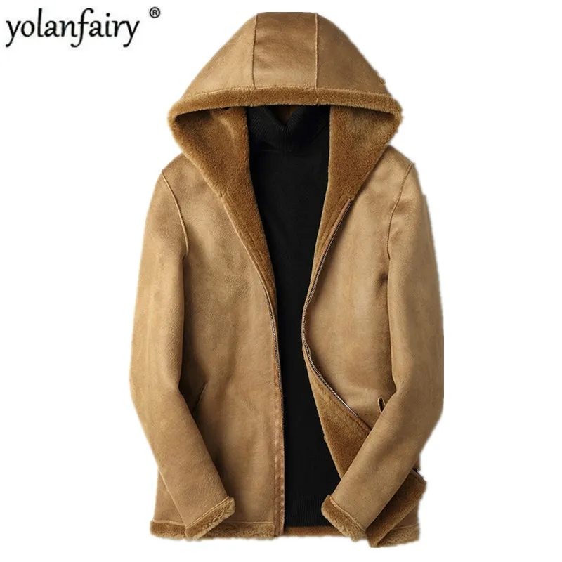 Мужское двухстороннее пальто из 100% шерсти кожаная куртка натуральной овчины на