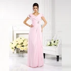 Горячая Распродажа Изящные розовые длинные шифоновые платья для матери невесты с короткими рукавами расшитое бусинами Свадебные платья для гостей доступная цена