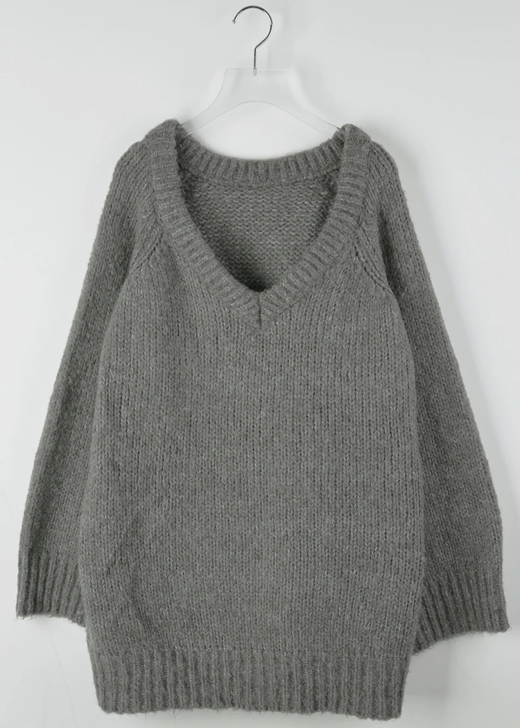 

Qiu dong deep v-neck thickening spot South Korea raglan sleeve long sweater knit wool blended in female