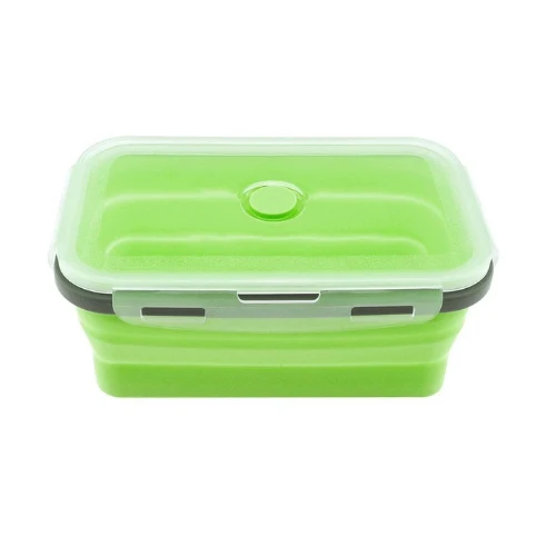 Green Силиконовый складной Ланч-бокс, контейнер для хранения продуктов, портативный складной Ланч-бокс для детей и взрослых - Цвет: Green
