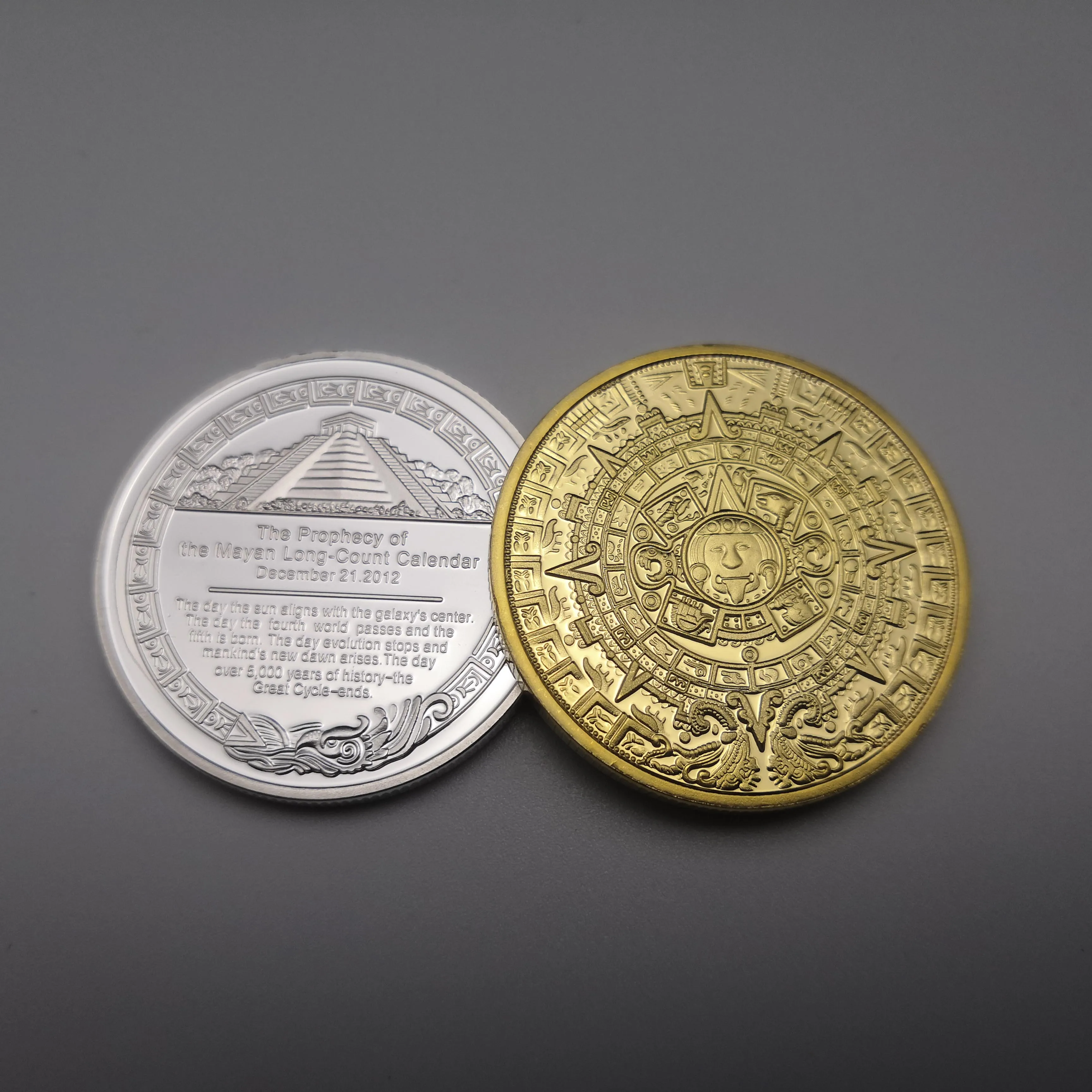 Серебряная позолоченная монета Maya мексиканская пророчество майя календарь