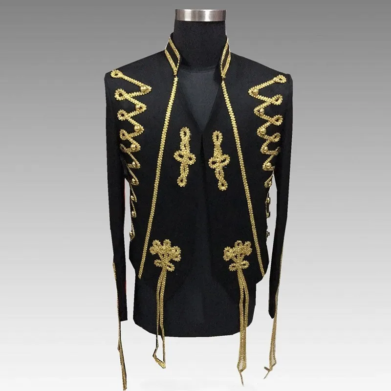 Мужской Блейзер золотого цвета сценические костюмы для выступления|Смокинги и -